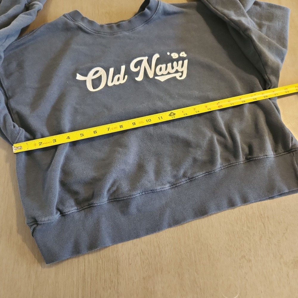 Old Navy Women's '94 SoComfy Terry Sweatshirt Navy Blue Graphic Crew Neck Large - Picture 10 of 14